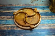 A spiral-shaped snack plate, handmade from healthy wood from Egypt Antiques