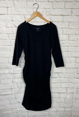 ISABEL Maternity Womens Black Fitted Midi Dress Size Medium | eBay