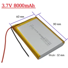 3.7V 8000mAh 126090 Rechargeable Li Li-po Battery For Power Bank Tablet PC New