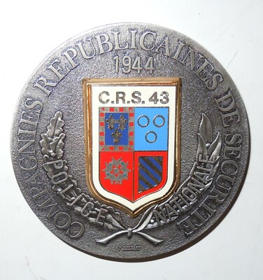 GEDENKTAFEL MEDAILLE 1944 - C.R.S. 43 - NATIONALPOLIZEI - VERALTET