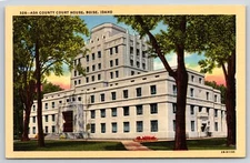 Boise Idaho~Ada County Court House From Grounds~1942 Linen Postcard