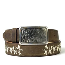 WOMENS BEAUTIFUL BELT HANDCRAFTED  FLORAL DESIGN EMBROID LEATHER CINTO DE MUJER