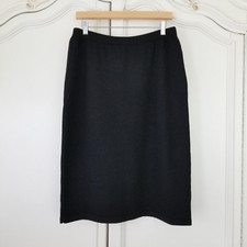Anne Pedersen Black Wool Blend Knit Straight Skirt Made In USA Womens Large