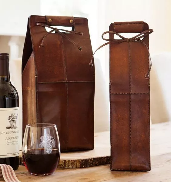 Wine Carrier. For One Bottle Leather Wine Tote. Wine Holder