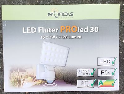 Ritos REV-Ritter LED-Fluter PROled 30W, 15x2W 2128 Lumen, IP54, Bewegungsmelder 