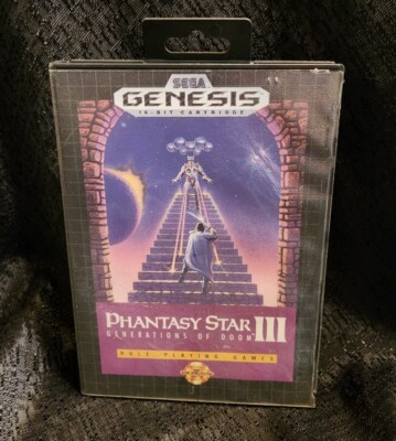 Phantasy Star III 3 Generations Of Doom Sega Genesis CIB Hangtab No Map