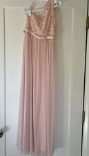 Davids Bridal Flower Girls One Shoulder Lace Dress 6 Pink Long Chiffon