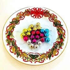 Christmas Mini Ball Ornaments 24 Piece Set 3/4" Multicolor Enamel Tree Decor VG