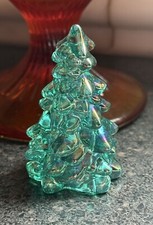 Mosser Glass USA MINI Christmas Tree - TEAL CARNIVAL - 2.75" tall Holiday Decor