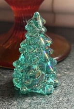 Mosser Glass USA MINI Christmas Tree - TEAL CARNIVAL - 2.75" tall Holiday Decor