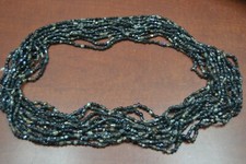 12 NECKLACES BLACK GLASS SEED LOVE BEADING BEADS 36"