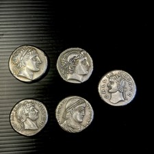 5 Pieces Unresearched Ancient Roman Greek Bronze Coins With Different Faces