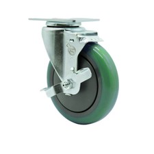 5 Inch SS Green Polyurethane Swivel Top Plate Caster with Brake Service Caster