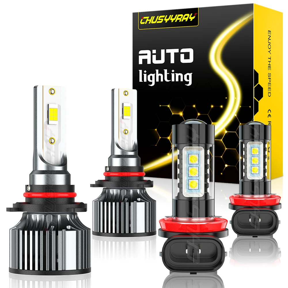 For GMC Acadia 2013 2014 2015 2016 2017 2018 white LED Headlight+Fog Light Bulbs