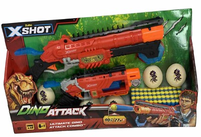 Zuru X Shot 2 GUNS Set Ultimate Dino Dinosaur Attack Combo - No Batteries Needed
