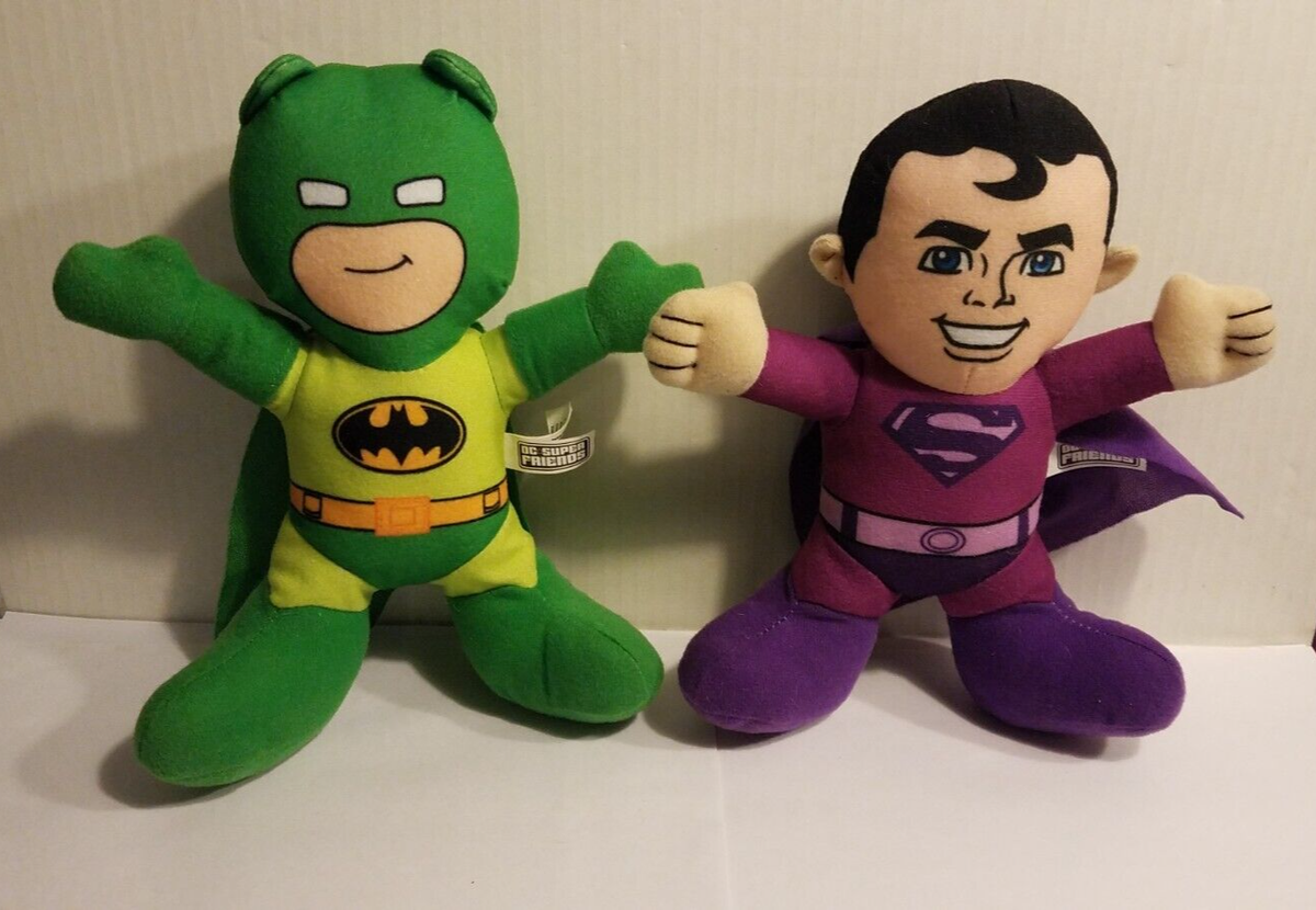 DC Super Friends Plush Green Batman & Purple Superman Toy
