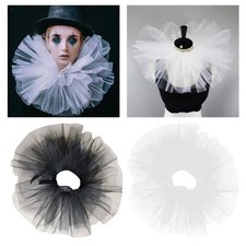 Victorian Elizabethan Neck Ruff Tulle Ruffled Collar Neck Costume Fake Collar
