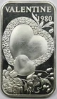 1980 Valentine Madison Mint .999 Fine Silver Art Bar 1 Troy oz