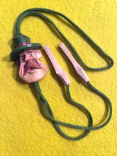 Vintage Bill Burch Hand-Carved Wooden Neckerchief Slide / Scoutmaster w Mustache