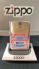 ZIPPO Bud Light Label Lighter. Polished Chrome.  B2000 Made. Mint Condition
