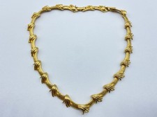 Vintage Gold Tone Textured & Polished Corocraft Collar Necklace (T1472)