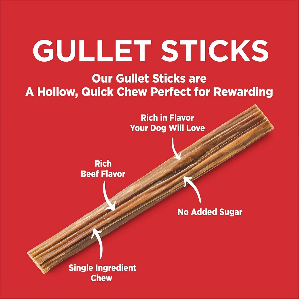 Palos de garganta de carne de res de 6 pulgadas - 12 unidades (paquete de 1) - llenos de proteínas, soporta D... Foto 2 de 4