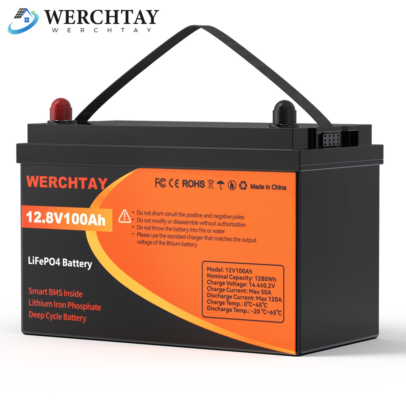 12V 100Ah LiFePO4 Lithium Battery 15000+ Cycles BMS for RV Solar Marine Off Grid
