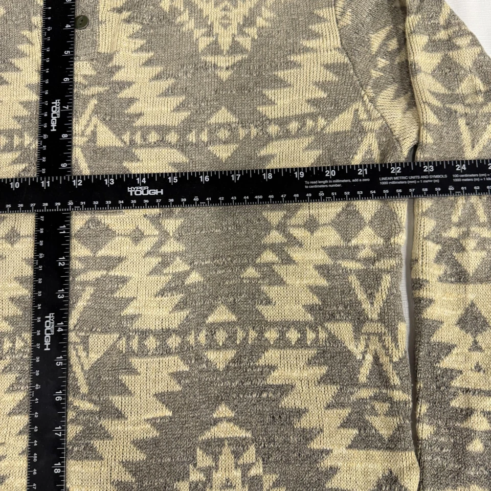 Suéter Denim & Supply Ralph Lauren Para Hombre 2XL Beige Gris Tejido Azteca Henley Tribal Foto 4 de 4