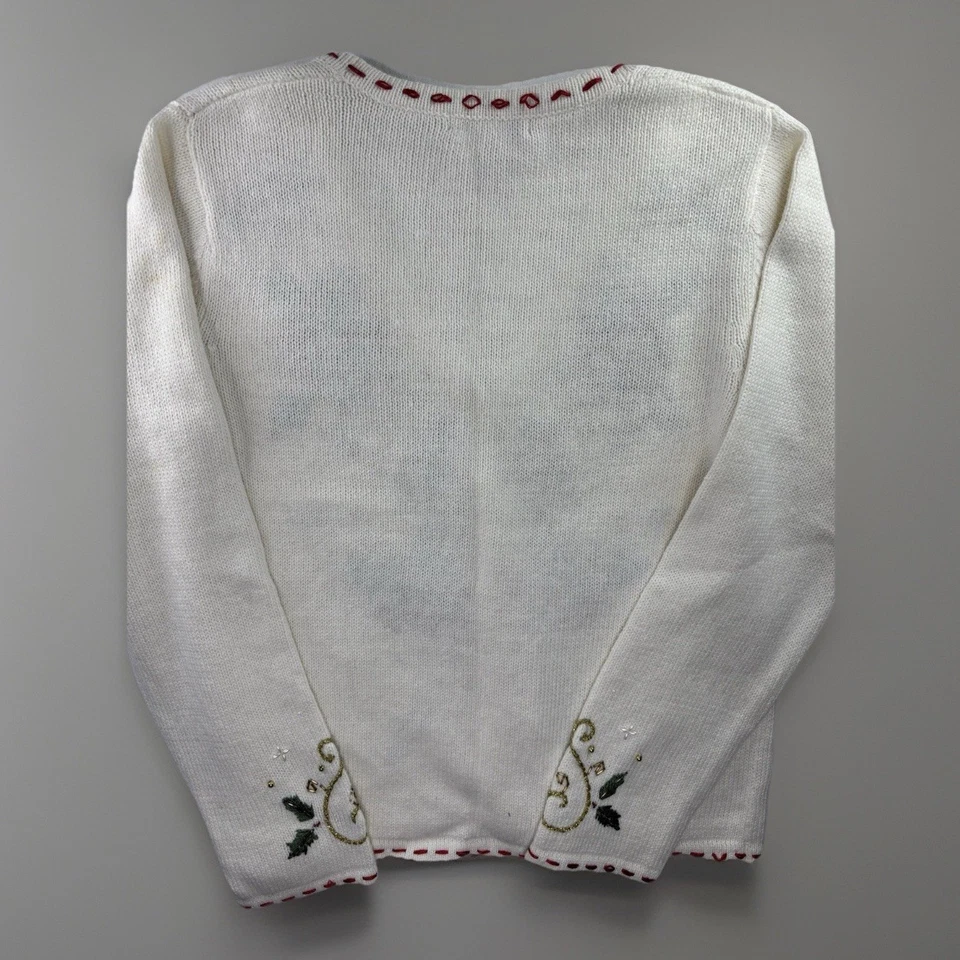 Винтажный рождественский кардиган 90-х Poinsettia свитер ориентир M праздничный - Изображение 3 из 4