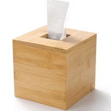 Tissue Box Cover, Square Tissue Box Holder, Bamboo Facial Paper Square - 1 Pack