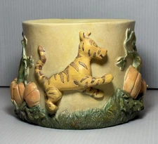 VTG Disney Classic Pooh TIGGER Pumpkin Planter 4” Inch Pot Holder 3D Design RARE