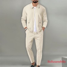 Mens Male Tracksuits Sets Long Sleeve Jacket Pants Sweatsuit Outfit Full Suit