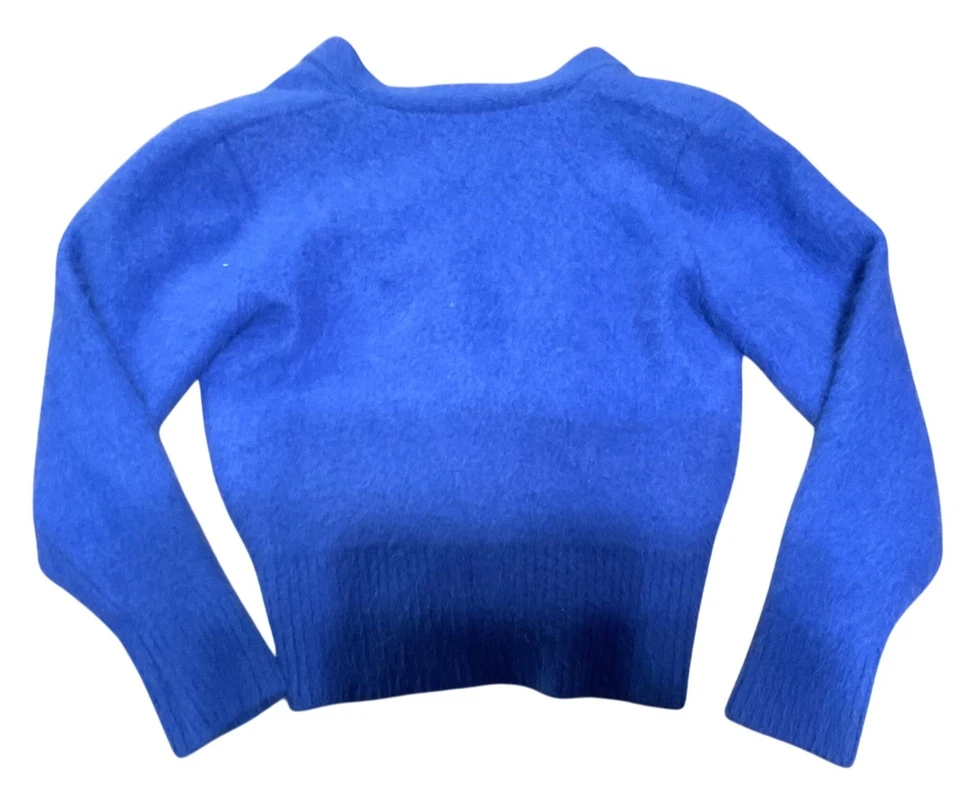 Cardigã suéter vintage Venesha mistura angorá tamanho P azul totalmente forrado anos 90 - Imagem 3 de 3