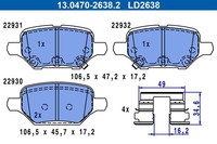 Bremsbelagsatz Scheibenbremse Ate Ceramic 13.0470-2638.2 FüR Opel Mokka J13 _76