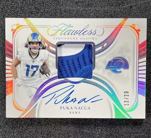 2024 Panini Flawless Puka Nacua Signatures Gloves Patch Silver Auto /20