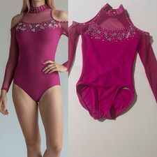 BP design Custom solo custom rhinestone hot pink Dance Costume Leotard MC child