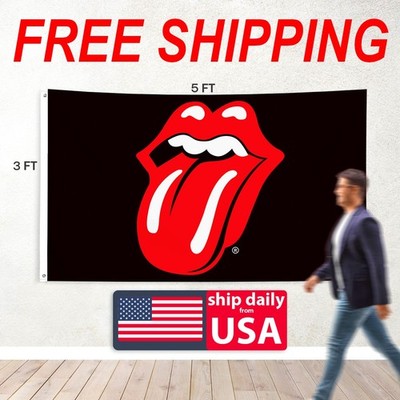 Rolling Stones 3 x 5 FT Flag Banner Rock And Roll Band Jagger Gimme Shelter New