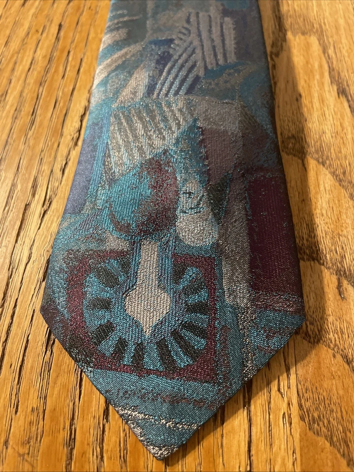 Vintage EUC 80s Pierre Cardin Paris Shiny Abstract Tie Silk Blend Men’s Necktie - Image 2 of 4