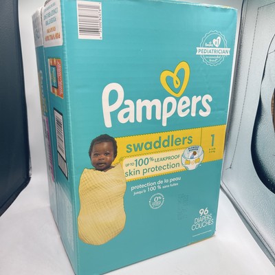 Procter & Gamble Pampers Swaddlers Super Pack Diapers, Sz 1 (96 Count) New Box