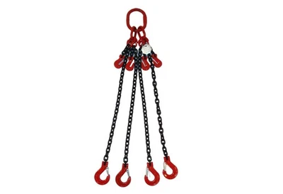 JOMA-TECH Anschlagkette Kettengehänge 4-Strang 5m 10mm schwarz verkürzbar Schlupfhaken