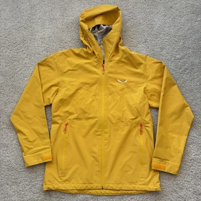 Salewa Puez Aqua 4 Powertex 2.5L Jacket Yellow Women s Size S Windbreaker Rain