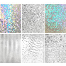 Paljolly 6 Sheets Large Clear Textured Stained Glass - Transparent Ripple