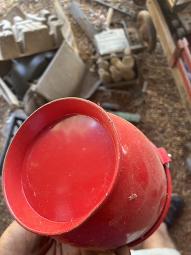 Vintage Red Metal Firefighter Fireman Fire Bucket Pail Shields Made In Japan - Picture 4 of 8