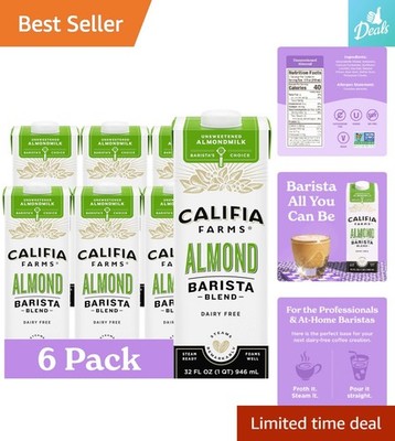 Unsweetened Almond Barista Blend (32 Oz, Pack of 6) - Dairy-Free Perfection