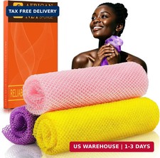 UJFQBH 3 Pieces African Bath Sponge African Net Long Net Bath Sponge Exfoliating