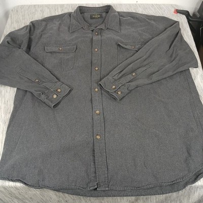 RedHead Flannel Shirt Mens 2XL Tall Gray Solid Long Sleeve Button Up Heavyweight