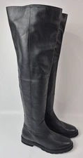 Stuart Weitzman Women's Black Chicago Lug Leather Over-the-knee Boots Size 7.5