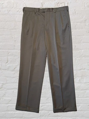'Dockers' relaxed fit olive green pleated dress pants, cuffs, 36" x 30" - Image 1 of 4