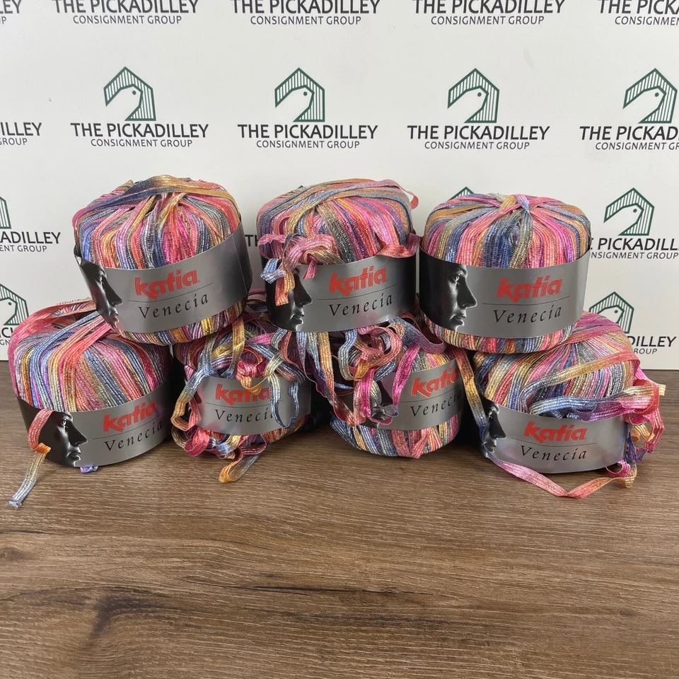 Пряжа Katia Venecia 6 мотков многоцветная мишура нить лента для рукоделия - Изображение 3 из 4