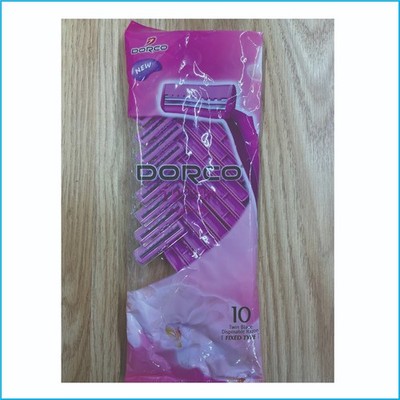 Dorco TD708W Twin Blade Disposable Razors Women 10 Pack Fixed Head Pink